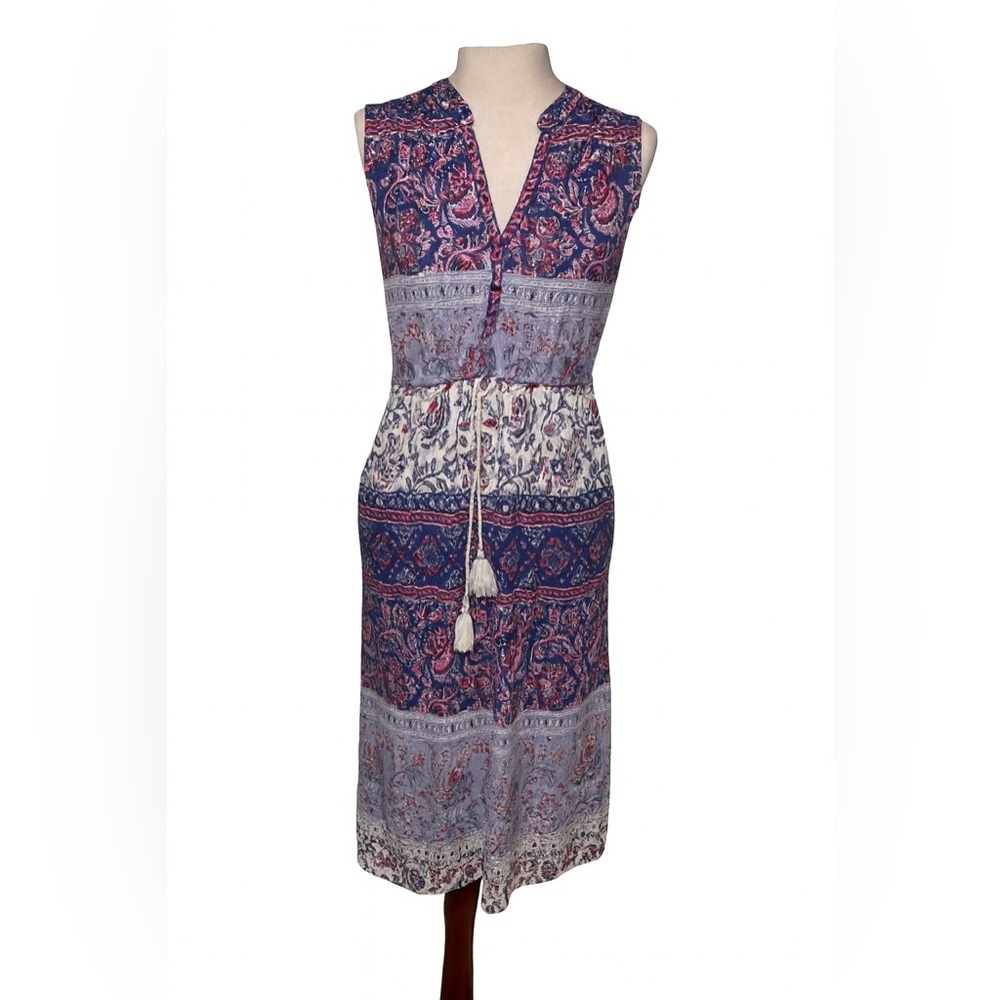 Lucky Brand Size XS Midi Summer Dress Pockets Draw String Sleeveless